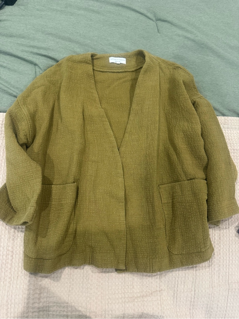Madewell Olive Green Open-Front Cardigan Jacket